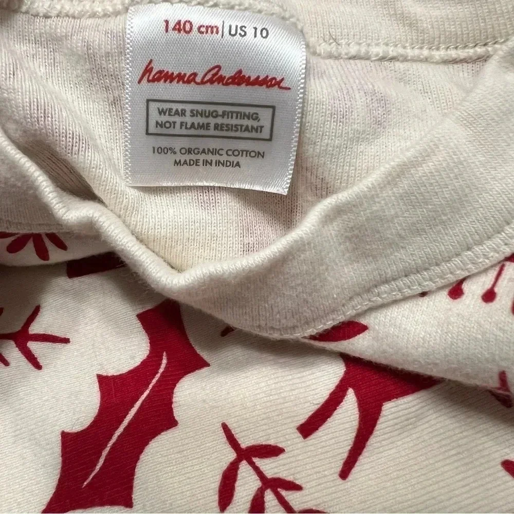 Hanna Andersson Holiday Pajama Top Kids 10 Christmas Red Long Sleeve